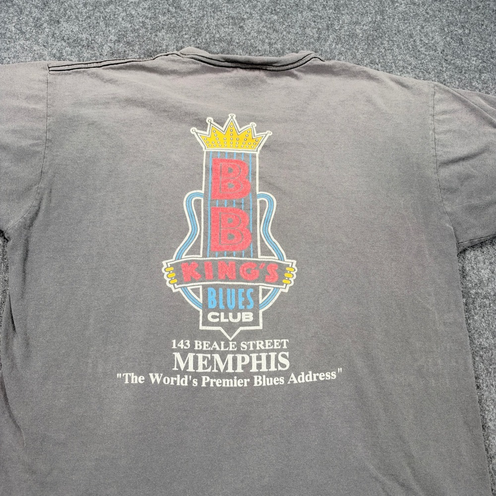 Vintage BB Kings Blues Club Memphis T-Shirt Gray Fade Delta Large Beale Street